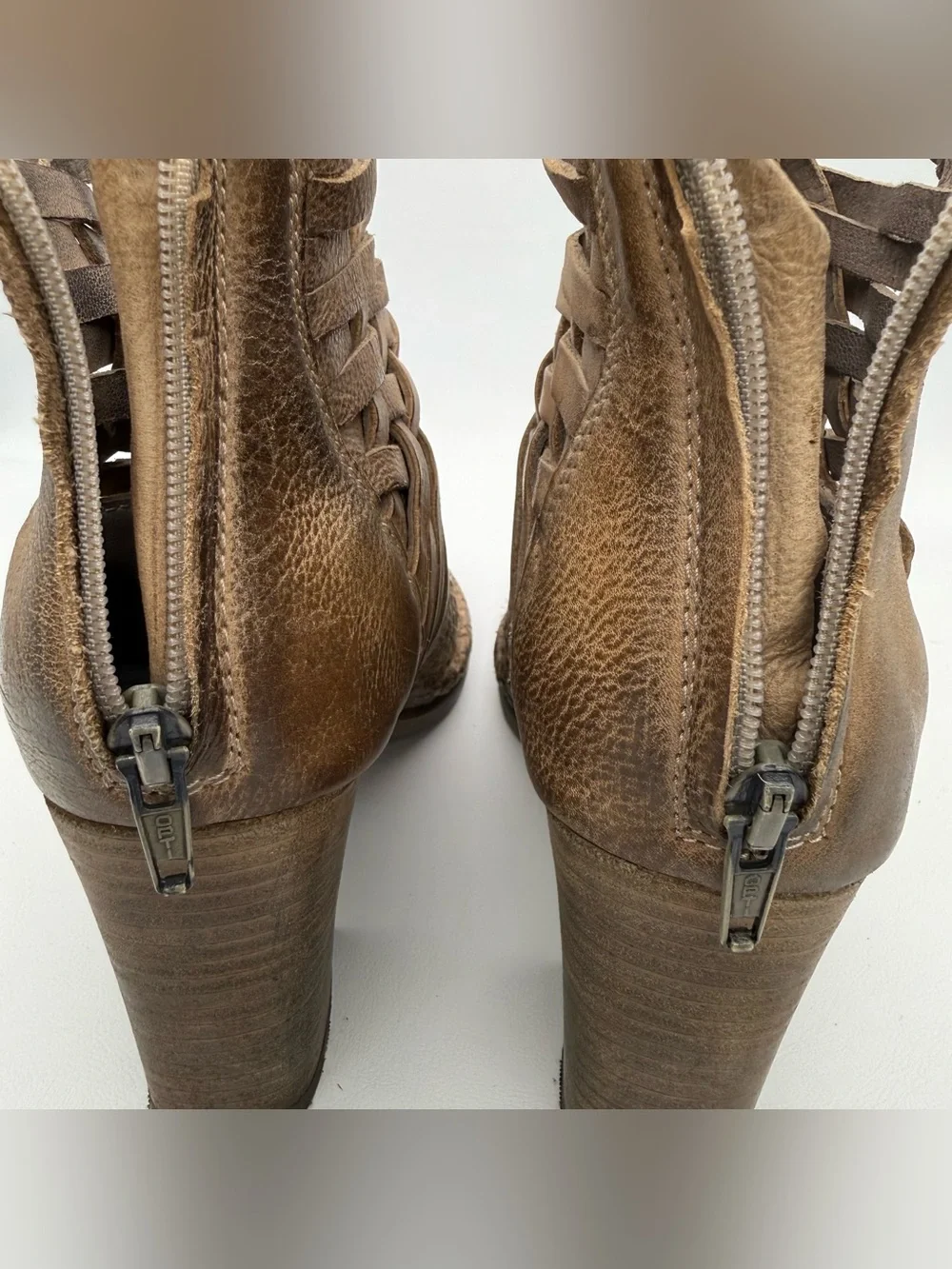 Sundance Promise Woven Burnished Leather Heeled Bootie 38 Western Boho Festival